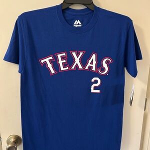 Majestic  Blue Texas Rangers  Tee -Semien